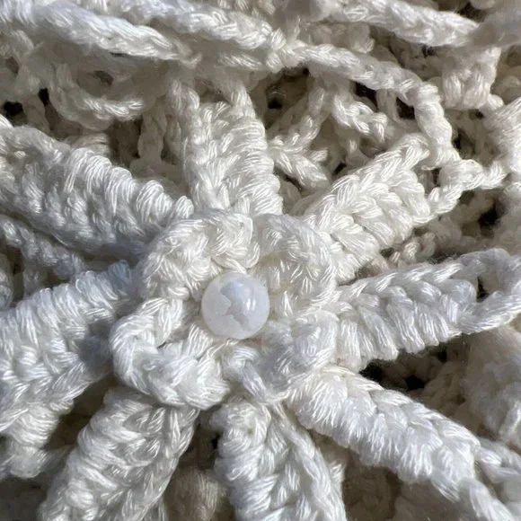 White Diamond Women’s Ivory Crochet Top Boho Sexy Size Large - Picture 7 of 7